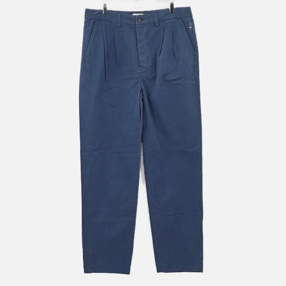 Amendi Gunnar Blue Organic Cotton Pleat Front Button Fly Pants - NWOT - Size 34
